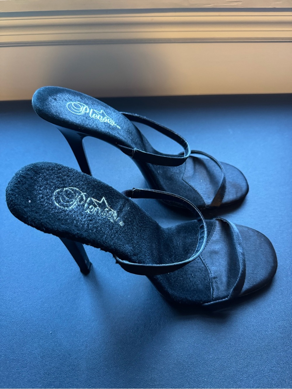 Black Women's Slide Sandals - Pleaser - Picture 2 of 6